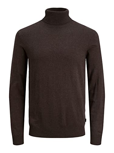 Herren Jack & Jones Dünner Rollkragen Strickpullover | Klassischer Rundhals Sweater | Langarm Basic JJEEMIL, Farben:Braun, Größe Pullover:M von JACK & JONES