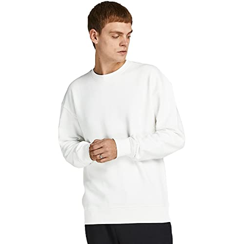 Herren Jack & Jones Basic Sweater | Langarm Shirt Rundhals Pullover | Warmer Jumper ohne Kapuze JJESTAR, Farben:Weiß, Größe Pullover:M von JACK & JONES