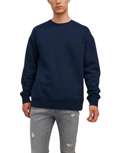 Herren Jack & Jones Basic Sweater | Langarm Shirt Rundhals Pullover | Warmer Jumper ohne Kapuze JJESTAR, Farben:Navy, Größe Pullover:S von JACK & JONES