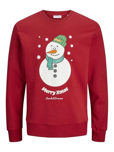 JACK&JONES Herren JJXMAS Jolly Sweat Crew Neck Sweatshirt, Scarlet Sage, S von JACK & JONES