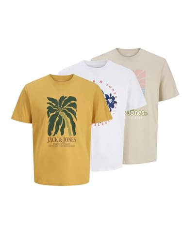 JACK & JONES Male T-Shirt 3er-Pack Logo Rundhals T-Shirt, Farbe:Mehrfarbig, Größe:S von JACK & JONES
