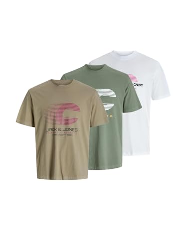 JACK & JONES Male T-Shirt 3er-Pack Logo Rundhals T-Shirt, Farbe:White Plate, Größe:S von JACK & JONES