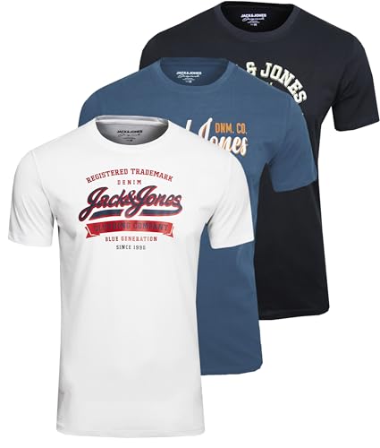 JACK & JONES Male T-Shirt 3er-Pack klassisch Logoprint, XL von JACK & JONES