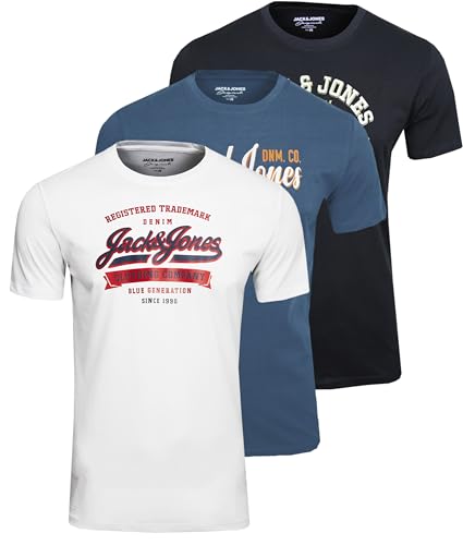 JACK & JONES Male T-Shirt 3er-Pack klassisch Logoprint, XXL von JACK & JONES