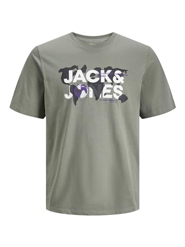 JACK & JONES Herren Rundhals T-Shirt JCODUST - Regular Fit S M L XL XXL Cotton, Größe:M, Farbe:Agave Green 12240276 von JACK & JONES