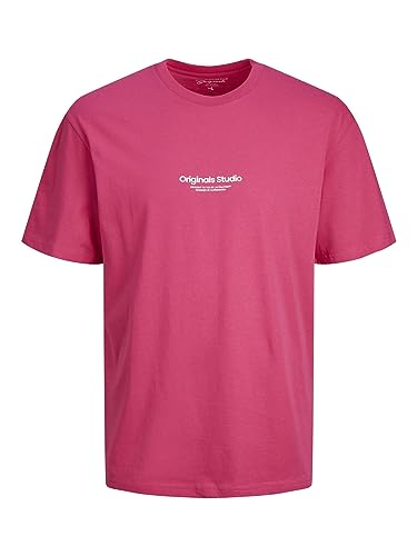 JACK & JONES Herren Rundhals T-Shirt JORVESTERBRO - Regular Fit S M L XL XXL, Größe:L, Farbe:Fuchsia Rose 12240121 von JACK & JONES