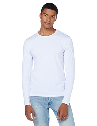 Herren Jack & Jones Basic Longsleeve Dünner Rundhals Pullover JJEBASIC Langarm Jersey Shirt, Farben:Weiß, Größe Pullover:XS von JACK & JONES