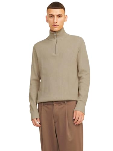 JACK & JONES Male Strickjacke mit Viertelreißverschluss Einfarbig Strickjacke mit Viertelreißverschluss von JACK & JONES