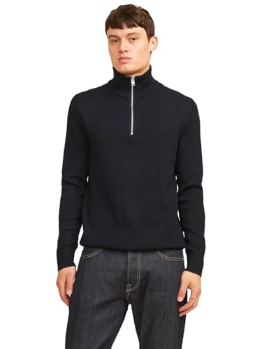 JACK & JONES Male Strickjacke mit Viertelreißverschluss Einfarbig Strickjacke mit Viertelreißverschluss von JACK & JONES