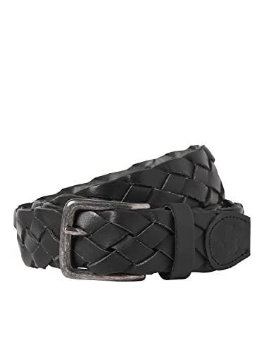 JACK & JONES Men's JACCARY Leather Belt Gürtel, Black, 90 von JACK & JONES