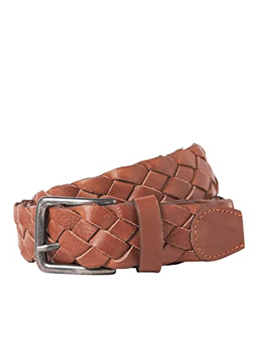 JACK & JONES Men's JACCARY Leather Belt Gürtel, Cognac, 80 von JACK & JONES