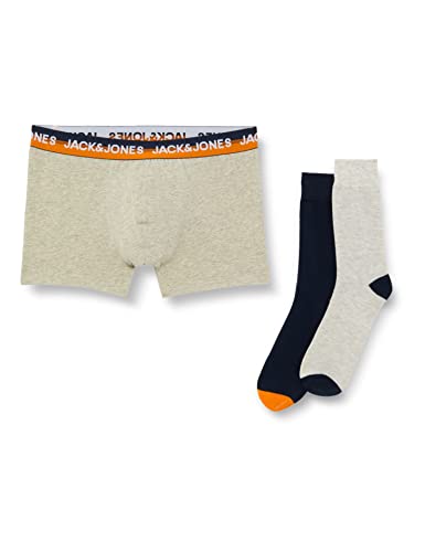 JACK&JONES Men's JACCLIFFORD GIFTBOX Boxershorts & Socken, Light Grey Melange/Pack:Light Grey Melange-Navy Blazer, L von JACK & JONES