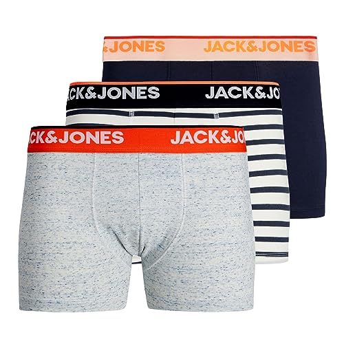 Jack & Jones Men's JACDAVE 3-Pack NOOS Trunk, Navy Blazer/Pack:Navy-Light Grey Melange, L von JACK & JONES