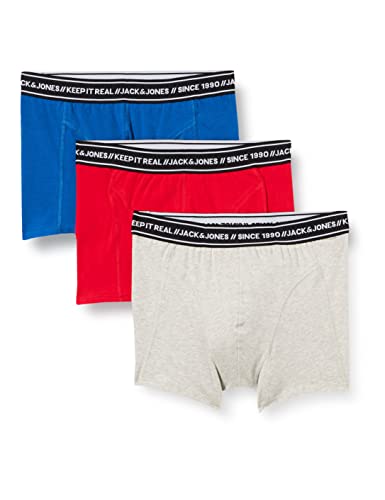 Jack & Jones Herren Trunks Jaceddie Trunks 3 Pack, True Red/Detail:Classic Blue - Lgm, L von JACK & JONES