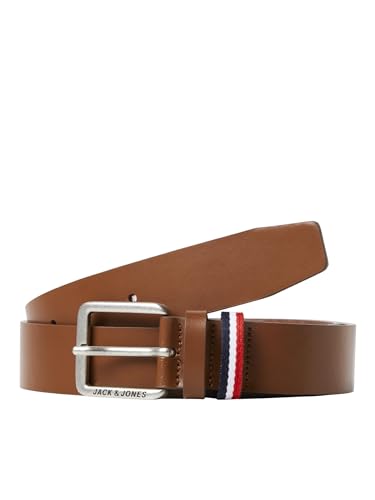 JACK&JONES Men's JACESPO Belt Ledergürtel, Cognac, 80 von JACK & JONES