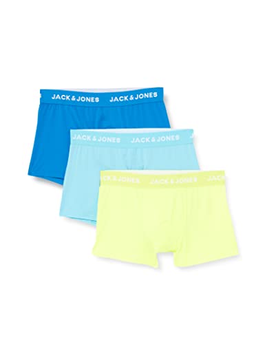 JACK&JONES Men's JACMAL Microfiber Trunks 3 Pack Boxershorts, Safety Yellow/Pack:Bluefish-Electric Blue Lemonade, L von JACK & JONES