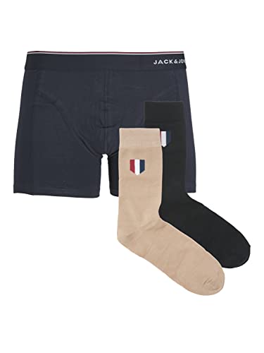 JACK & JONES Men's JACORGANIC Premium GIFTBOX Boxershorts, Seaborne/Pack:White Pepper Melange-Seaborne, L von JACK & JONES