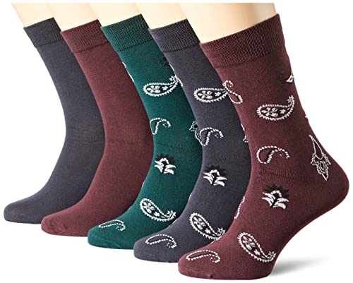 JACK&JONES Men's JACPAISLEY 5 Pack Socken, Phantom/Pack:Port Royale-Pinegrove-Port Royale-Phantom, ONE Size von JACK & JONES