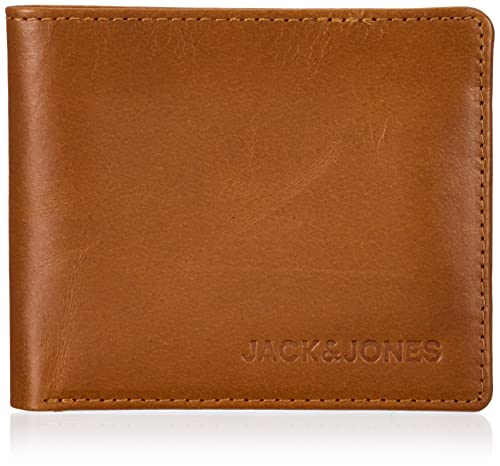 JACK & JONES Men's JACSIDE Leather Wallet Cardholder, Cognac von JACK & JONES