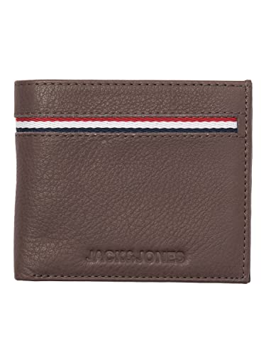 JACK & JONES Men's JACSILAS Leather Wallet Geldbörse, Brown Stone von JACK & JONES