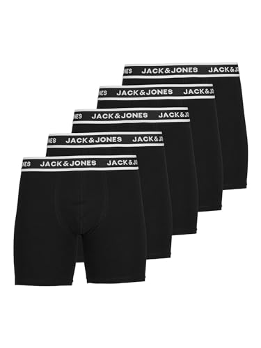 JACK & JONES Herren JACSOLID Boxer Briefs 5 Pack LN Boxershorts, Black/Pack:Black-Black-Black-Black, XL von JACK & JONES