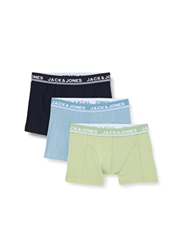 JACK&JONES Men's JACTURBO Trunks 3 Pack Boxershorts, Mistletoe/Detail:Blue Shadow-Navy Blazer, L von JACK & JONES