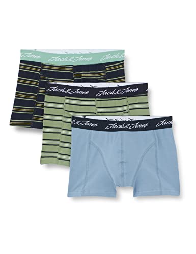 JACK&JONES Men's JACWEST Stripe Trunks 3 Pack Boxershorts, Navy Blazer/Detail:Loden Frost-Riviera, M von JACK & JONES