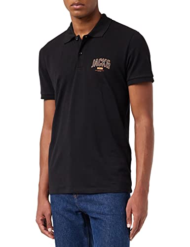 Jack & Jones Men's JCOTHOMAS Polo SS FST Poloshirt, Black, M von JACK & JONES