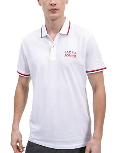 Jack & Jones Men's JJATLAS SS Polo Shirt, White, M von JACK & JONES