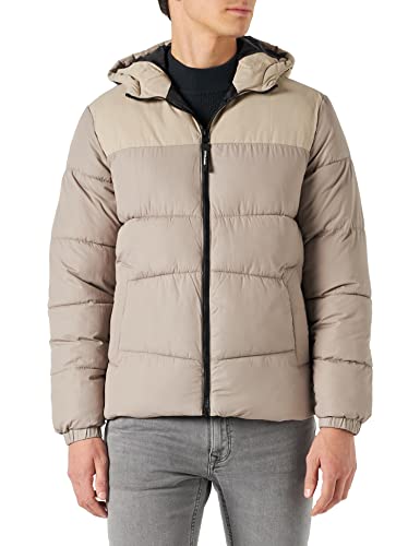 JACK&JONES Men's JJCHILI Puffer Hood Quilted Jacket, Crockery/Detail:SOLID, L von JACK & JONES