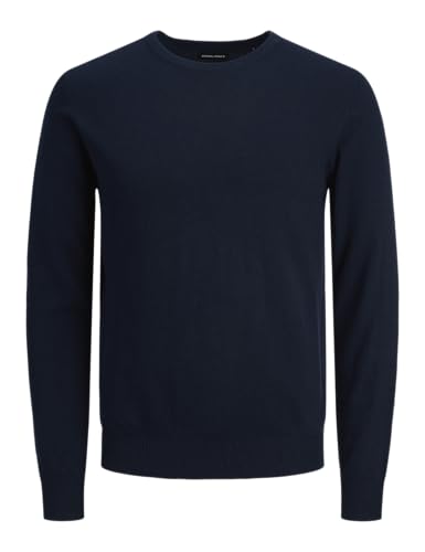 Herren Jack & Jones Dünner Langarm Strickpullover | Rundhals Basic Sweater | Shirt Jumper JJEEMIL, Farben:Navy, Größe Pullover:XXL von JACK & JONES