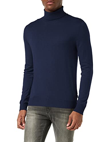 Herren Jack & Jones Dünner Rollkragen Strickpullover | Klassischer Rundhals Sweater | Langarm Basic JJEEMIL, Farben:Dunkelblau, Größe Pullover:XS von JACK & JONES