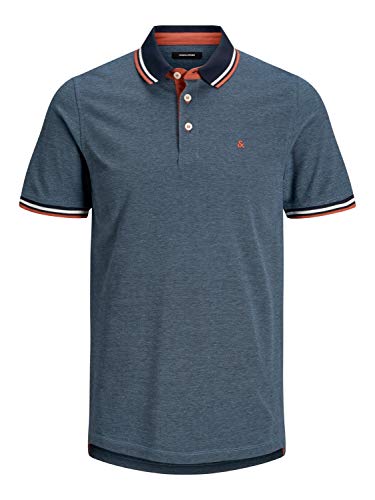 Jack & Jones Herren Slim Fit Polo Shirt JJEPAULOS Uni Sommer Hemd Kragen Kurz Arm Basic Pique Cotton, Denim Blue , XS von JACK & JONES