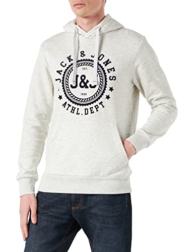 JACK&JONES Men's JJFLOCKER Sweat Hoodie Kapuzenpullover, White Melange, L von JACK & JONES