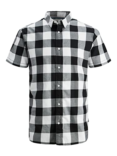 JACK&JONES Men's JJGINGHAM Twill SS SPR 23 Shirt, Whisper White, L von JACK & JONES