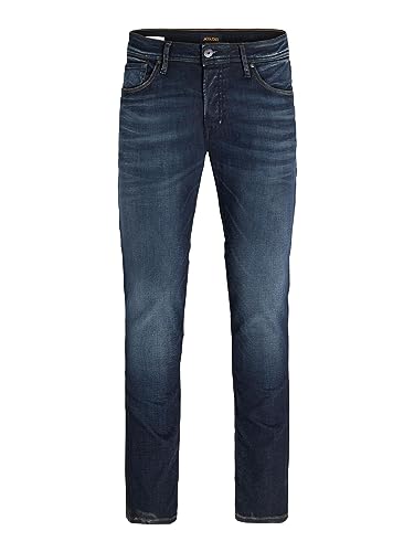 JACK & JONES Herren Jeans Tim Straight Legs Slim Fit Flat Front Tim ORIGINAL, Farben:Dunkelblau, Größe Jeans:38W / 32L von JACK & JONES