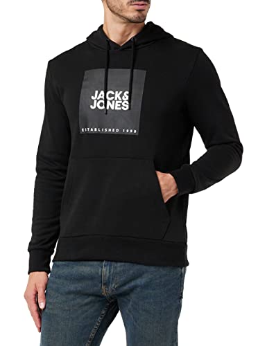 JACK&JONES Men's JJLOCK Sweat Hood 2PK MP Kapuzenpullover, Black/Pack:Black+LGM (Large Print), XL von JACK & JONES