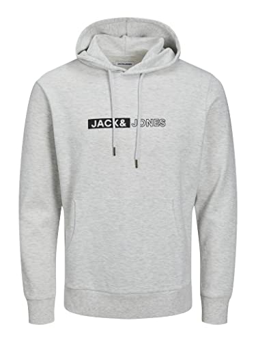 JACK & JONES Men's JJNEO Sweat Hood Kapuzenpullover, White Melange/Print:SMALL, M von JACK & JONES