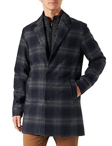 JACK&JONES Men's JJTOMMY Insert Wool Coat Jacket, Navy Blazer/Detail:Check, L von JACK & JONES