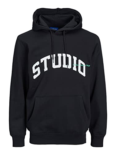 JACK & JONES Men's JORBRINK Studio Sweat Hood Kapuzenpullover, Black, M von JACK & JONES