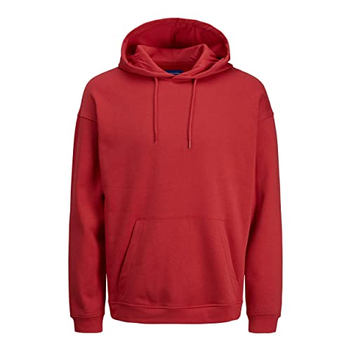 Jack & Jones Men's JORBRINK Sweat Hood NOOS Kapuzenpullover, Rococco Red/Fit:Cropped Box/Brushed, L von JACK & JONES