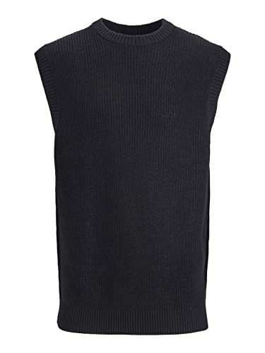 JACK & JONES Men's JORBRINK Vest Knit Crew Neck Strickpullunder, Black, M von JACK & JONES