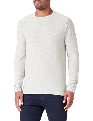 JACK & JONES Men's JORCRAYON Knit Crew Neck Strickpullover, Oil Green/Detail:Cloud Dancer, L von JACK & JONES