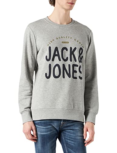 JACK&JONES Men's JOREVEN Sweat Crew Neck SPA Sweatpullover, Light Grey Melange, S von JACK & JONES