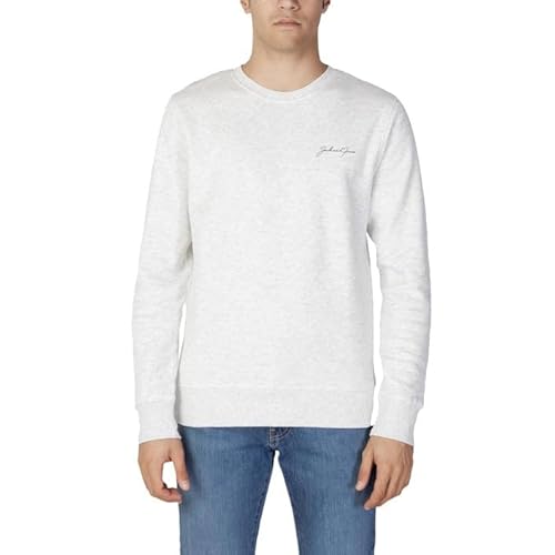 Jack & Jones Men's JORFERRY Sweat Crew Neck FST Sweatshirt, White Melange/Detail:SMALL Scale, L von JACK & JONES