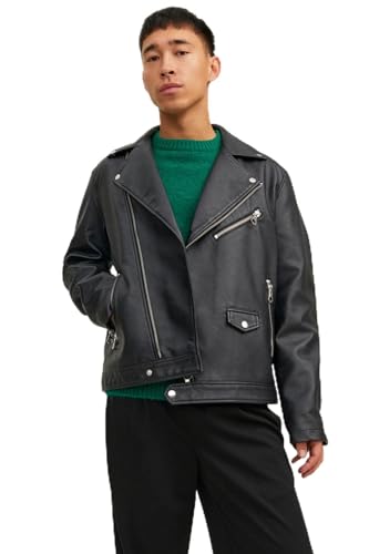 JACK & JONES Men's JORFLORES Biker Jacket Bikerjacke, Black, L JACK & JONES Men's JORFLORES Biker Jacket Bikerjacke, Black, L von JACK & JONES
