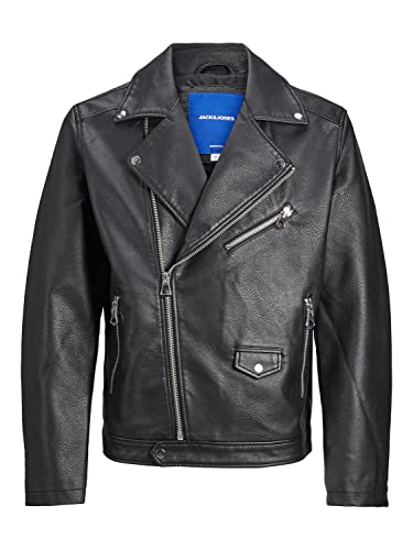 JACK & JONES Men's JORFLORES Biker Jacket Bikerjacke, Black, L von JACK & JONES