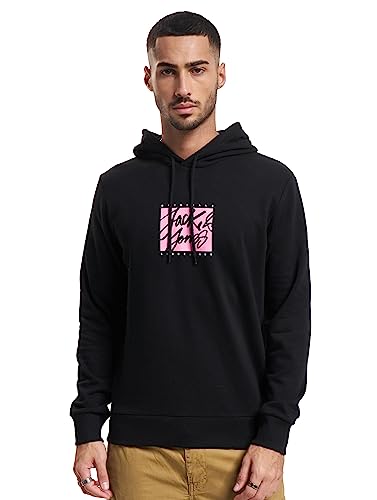 JACK & JONES Men's JORRACES Sweat Hood FST Kapuzenpullover, Black, XL von JACK & JONES