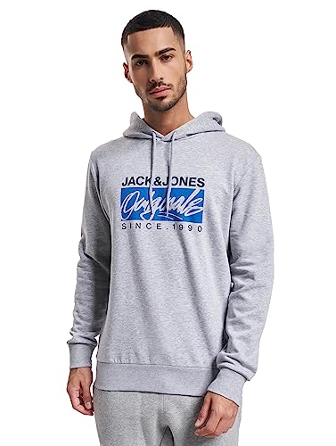 JACK & JONES Men's JORRACES Sweat Hood FST Kapuzenpullover, Light Grey Melange, S von JACK & JONES