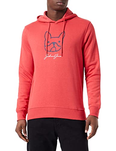Jack & Jones Men's JORRALLY Sweat Hood FST Hooded Sweatshirt, Rococco Red, L von JACK & JONES